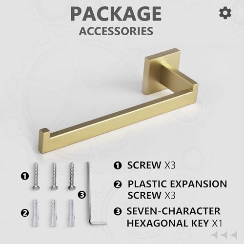 LANC Left Side Bathroom Hand Towel Holder Brushed Gold Hand Towel Bar 10 Inche Square Towel Ring for Kitchen Restroom Wall Mounted Stainless Steel Modern Towel Racks Hanger, A8806BG-LF - color: Brushed Gold, size: 1 Pack(Left Hand)