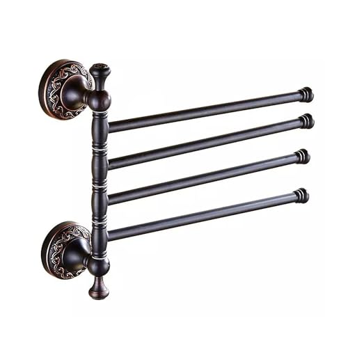 Oil Rubble Bronze Brass Foldable Towel Rack, Wall Mounted Black Bathroom Hardware Accessories,Pattern Carving Design - color: Folding Towel Bar