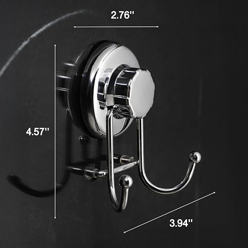Powerful Vacuum Suction Cup Hooks Holder for Towel, Robe and Loofah - Stainless Steel Hook for Bathroom and Kitchen (Chrome)