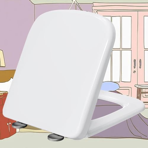 Slow Close Rectangular Toilet Seat Quick Release Adjustable Hinges Easy Installation - size: 36*44cm