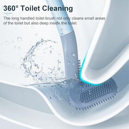 Golf Toilet Brush, Toilet Cleaning Brush, Flexible Bendable Silicone Long Handled Toilet Brush, 360° Deep Toilet Bowl Cleaning Brush,Quick Drying Toilet Brush for Bathroom with a Hook (Blue) - color: Blue