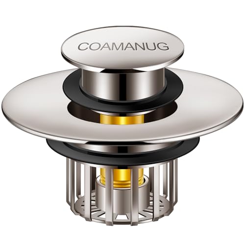 COAMANUG Bathtub Stopper | Pop-up Tub Stopper with Strainer, Shower Drain Hair Catcher | Bathroom Drain Plug | Drain Protector for 1-1/2 to 1-3/4" Bath Drain Hole - color: Brushed Black Nickel