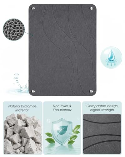 Stone Dish Drying Mat,Quick Dry Diatomaceous Earth Mat | Non-Toxic,BPA-Free,Eco-Friendly,13"x12" - size: 13" x 12"