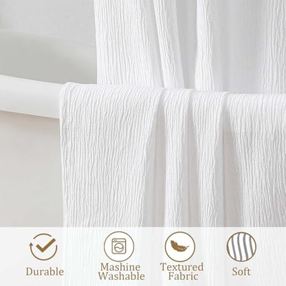 Aiyufeng 3D Textured White Shower Curtain for Bathroom, Fabric Shower Curtain Soft Cloth & Hotel Spa Quality, Luxury Boho Bathroom Curtains, Machine Washable, White, 72x72 Inches - color: White, size: 72"W x 72"L (Pack of 1)