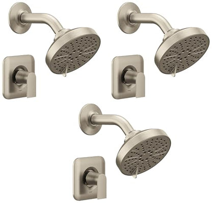 Moen Genta LX Brushed Nickel Pressure Balancing Eco-Performance Modern Shower Trim with Showerhead and Lever Handle, Posi-Temp Valve Required, T2472EPBN (Pack of 3) - color: Brushed Nickel, size: (Pack of 3)