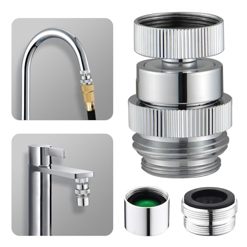 Sink Faucet to Garden Hose Adapter, Swivel Faucet Adapter Kit with Aerator, Multi-Thread Garden Hose Adapter for Kitchen & Bathroom, Chrome - style: Faucet Adapter-B