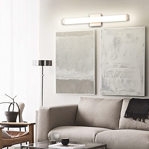 24" LED Vanity Light, 14W 5CCT Dimmable, Brushed Nickel | Wall Bar Light, Rust & Moisture Resistant, Dimmable 2700K-5000K, Energy-saving, moisture-proof, Dresser Bathroom over Mirror - color: Brushed Nickel, size: 24 inch 5CCTDimmable
