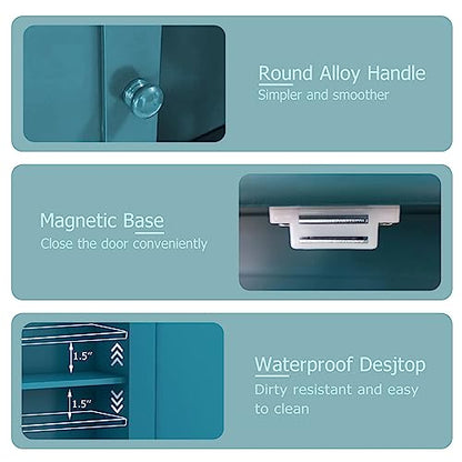 TaoHFE Turquoise Bathroom Cabinet,Bathroom Wall Cabinet with 2 Door | Adjustable Shelves,Over The Toilet Storage Cabinet,blue Bathrooms Cabinet Wall Mounted,Medicine Cabinets for Laundry - color: Turquoise
