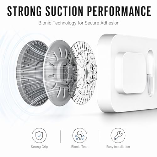 White Long Strip with 6 Hooks Suction Cup Hooks No Drill Damage Free Removable Shower Wall Hooks for Bathrooms Towel Loofah Bath Brush Clothes and Over Door Storage