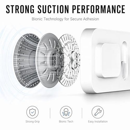 White Long Strip with 6 Hooks Suction Cup Hooks No Drill Damage Free Removable Shower Wall Hooks for Bathrooms Towel Loofah Bath Brush Clothes and Over Door Storage