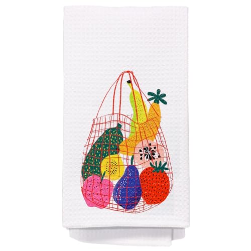 Colorful Fruit Kitchen Towels, Fruits Lover Gifts Dish Tea Towels for Kitchen, Modern Fruit and Vegetable Basket Decorative Hand Towels, 16x24 Inch - color: Colorful Fruit
