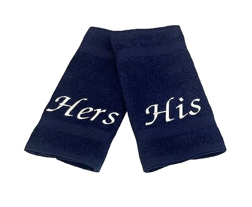 Liberty21 His and Hers Embroidered Wash Cloths Towel Set for Couples. This Set Includes 2 Washcloth Towels for Body and Face. His and Hers Gifts. 100% Cotton. (Blue) - color: Blue