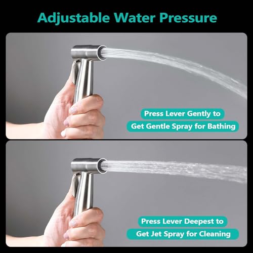 BARROCK Bidet Sprayer for Toilet, Handheld Jet Spray for Existing Toilets with Bidet Hose, Adjustable Water Pressure Muslim Shower, Stainless Steel Cloth Diaper/Feminine Wash Sprayer Brushed Nickel - color: Brushed Nickel