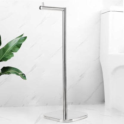 Toilet Paper Holder Stand, Free Standing Tissue Paper Storage for Bathroom, Stainless Steel Toilet Paper Stand with Reserve for 5Roll Weighted Base Bathroom Toilet Roll Holder(Brushed Nickel) - color: Brushed Nickel