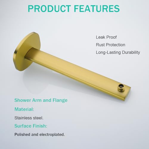 16 Inch Shower Arm with Flange,Stainless Steel Extension Extender Pipe for Fixed Rain Shower Head,Extra Long High Rise Shower Head Extension Arm,Champagne Bronze,SE-91119-16CB - color: Champagne Bronze(91119)