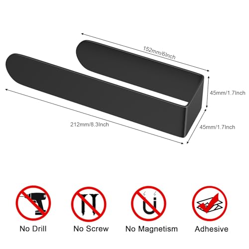 HUFEEOH Hand Towel Holder, Black Hand Towel Bar, Stainless Steel Self Adhesive Bathroom Towel Bar Stick on Wall - color: Black, size: 8 Inch