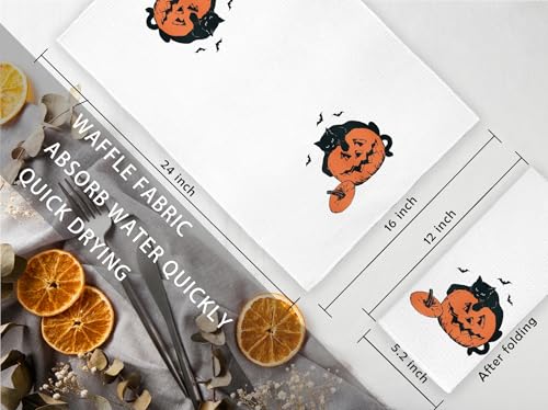 Jvpke Halloween Ghost Cat Pumpkin Kitchen Towels, Dish Tea Towels, Bathroom Hand Towels, Cat Decor, 16x24 Inches - color: Cat Pumpkin