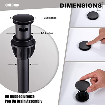 ChiLDano Oil Rubbed Bronze Bathroom Faucet 3 Hole, 3 Hole Faucet with Drain | 2 Handle Rubbed Bronze Widespread Bathroom Sink Faucet, Bronze Sink Faucet Bathroom Widespread CH3166ORB - color: Oil Rubbed Bronze