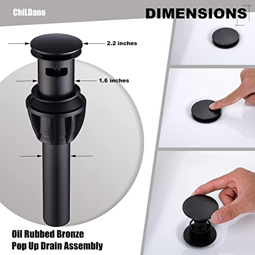 ChiLDano Oil Rubbed Bronze Bathroom Faucets with Pop Up Drain& Supply Hose | Bronze 3 Piece Bathroom Faucet for Sink 3 Hole, Widespread Vanity Sink Faucet 2 Handles, Pedestal Sink Faucet 3 Hole - color: Oil Rubbed Bronze