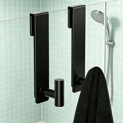 WUIVIUT T-Shape Heavy-Duty Stainless Steel Over The Glass Door Hooks - Frameless Glass Door Hooks for Bathroom Shower Towel Holder 19 cm Hook for Robe,Towels,Shower(T Shape 2 Pack, Fits 3/8'' Thick) - size: T Shape, 2 Pack