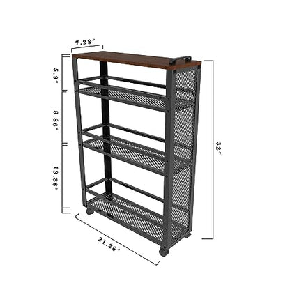 3-Tier Rolling Cart Slim - Black Laundry Bathroom Kitchen | Steel Frame, Mesh Baskets, for Small Spaces, 110 lb Capacity, 4 Wheels 2 Lockable, Utility Storage Snack Coffee Craft - color: Black