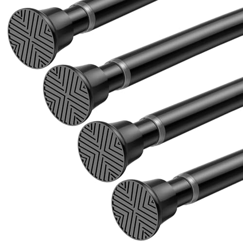 4Pack Small Tension Rods 16-38Inch Black Tension Rod Adjustable Curtain Rod No Drilling Spring Rods for Windows Short Tension Rods for Doorway,Closet,Window - color: Black, size: 16" to 38"-4Pcs