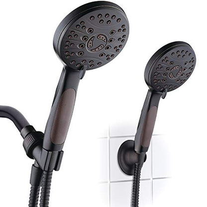 High Pressure 6-setting Luxury Handheld Shower Head, 6 Foot Stainless Steel Hose, Anti Clog Jets, Anti Slip Grip, Top US Brand, Includes Extra Wall Bracket - Oil Rubbed Bronze Finish - color: Oil Rubbed Bronze, style: 2.5 Gallons Per Minute