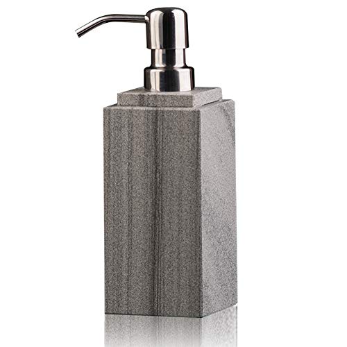 Hand Liquid&Lotion Soap Dispenser Pump Bottle Natural Marble for Kitchen Bathroom Countertop Laundry Room Holds Dish Soap Shampoo Laundry Liquid Shower Gel (Grey Sand) - color: Grey Sand