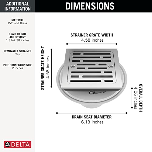 Delta DT062412 4" Tile-in Square Shower Drain - Chrome - color: Chrome