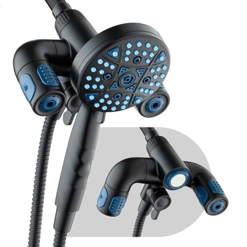 AquaCare Polaris 208-mode High Pressure Shower Head Combo with Hydro Arms | Luxury 3-way 14-zone System with 370 Stay-clean Power Jets, Handheld Magnetic Docking & 6 ft. Stainless Steel Hose / Black - color: Matte Black