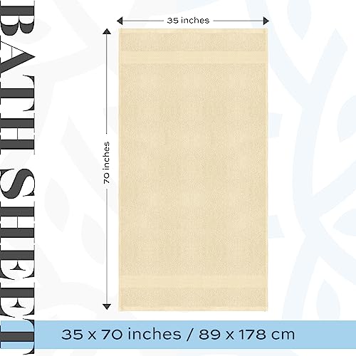 White Classic Luxury Soft Beige Bath Sheet Towels - 650 GSM Cotton Luxury Bath Towels Extra Large 35x70 | Highly Absorbent and Quick Dry | Hotel Collection Extra Large Bath Towels Oversized, 2 Pack - color: 09: Beige