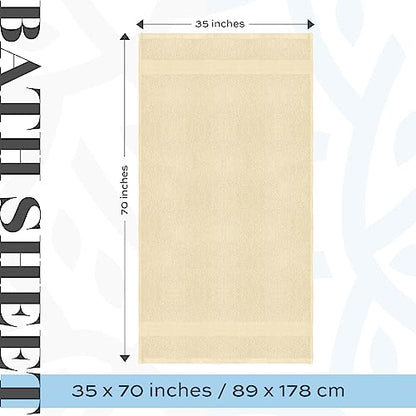 White Classic Luxury Soft Beige Bath Sheet Towels - 650 GSM Cotton Luxury Bath Towels Extra Large 35x70 | Highly Absorbent and Quick Dry | Hotel Collection Extra Large Bath Towels Oversized, 2 Pack - color: 09: Beige