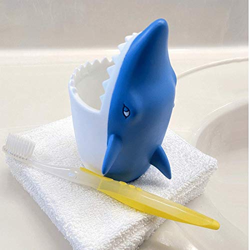 Kids Toothbrush Holder Toothbrush Organizer – Durable Silicone Animal Tooth Brush Holder – Easy to Clean Toothbrush and Toothpaste Holder – Toothbrush Holders for Bathrooms by Lily’s Home - Shark - color: Shark