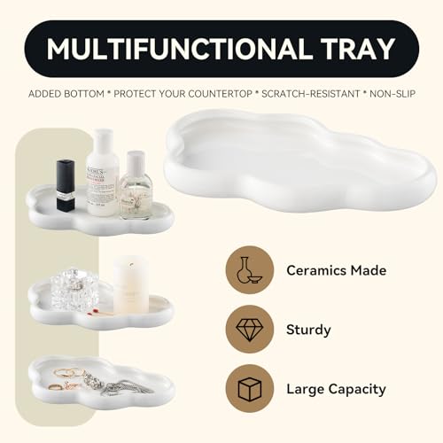 3-Piece White Ceramic Bathroom Accessories Set with Tray, Lotion Dispenser, and Tumbler for a Luxurious Bath Experience - color: White