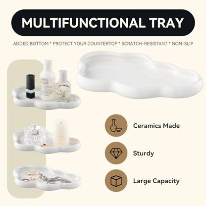 3-Piece White Ceramic Bathroom Accessories Set with Tray, Lotion Dispenser, and Tumbler for a Luxurious Bath Experience - color: White
