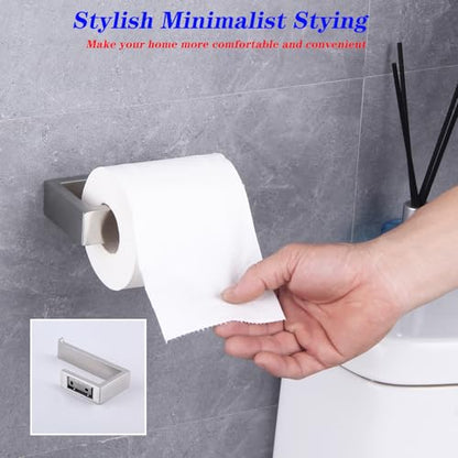 GERZWY Contemporary Stainless Steel Wall Mounted 2-Piece Bathroom Hardware Set - Towel Rings Toilet Paper Holder, Brushed Finish HG1708-2LS - color: Brushed