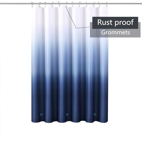 Shower Curtain Liner 72 x 72, Plastic Waterproof 4G Lightweight Shower Liner for Bathroom, with Grommets Holes and 3 Heavy Duty Magnetic Weights - color: Gradient Dark Blue