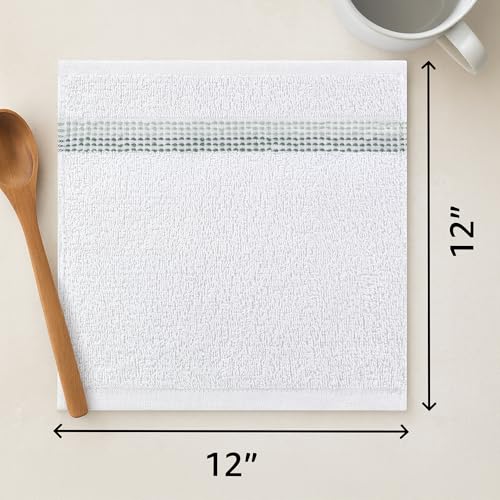 100% Cotton Washcloths 12x12 in, Sage (10 Pack) - color: Sage