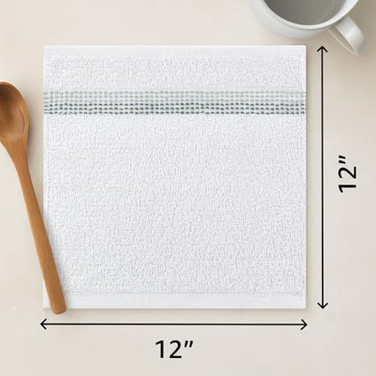 100% Cotton Washcloths 12x12 in, Sage (10 Pack) - color: Sage