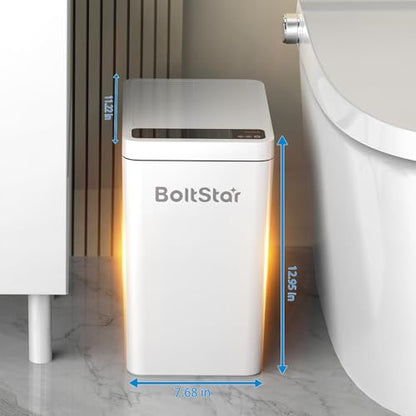 Solar Automatic Trash Can: 4 Gallon Motion Sensor Garbage Can, No Charging Required, Slim Smart Touchless Trash Bin with Lid for Bedroom, Living Room, Bathroom, Office, RV, White - size: 4 gallons