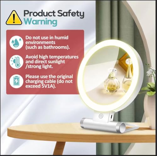Magnifying Mirror with Light 30X, Double-Sided 1X/ 30X Magnifying Makeup Mirror with Tweezer, 2000mAh 3 Colour Modes with Adjustable Brightness,Foldable Travel Mirror(9" L x 7" W) - color: White