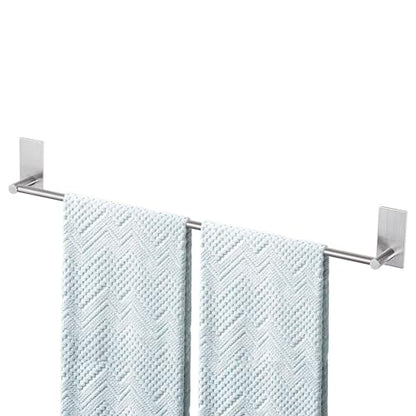 Adhesive Bath Towel Bar 24-inch, No Drill Stick On Towel Rack, Easy Install with Self-Adhesive, Premium SUS304 Stainless Steel (Brush Nickle, 24) - color: Brush Nickle, size: 24-Inch