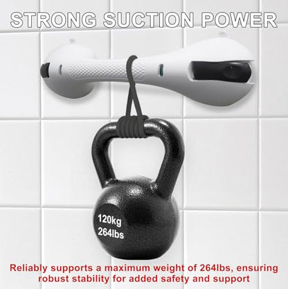 Suction Grab Bar for Shower Bathtub: Upgraded Heavy Duty Non-Slip Grip Handle with Strong Suction Cup for Bathroom Wall, Max Load 269LBS Safety Bar for Elderly Senior