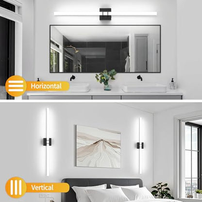 Modern Black Vanity Light Bar 40 Inch, 30W 5CCT Dimmable Bathroom Light Fixtures LED Wall Lighting Fixture - color: Black, size: 40 inch