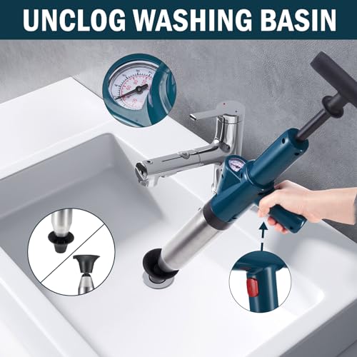 High Pressure Air Toilet Plunger, Plunge Blaster Unclogger Tool for Toilet clearning,Drain unclogging/Bathtub unclog,Remove Sewer Blockage - color: Green, size: Standard