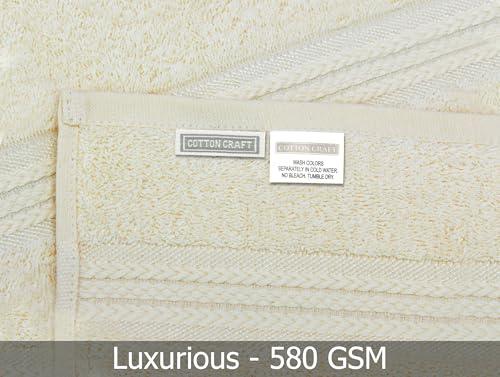 COTTON CRAFT Ultra Soft Washcloths -12 Pack- 12x12-100% Cotton Facecloths - Baby Wash Cloths - Absorbent Quick Dry Everyday Luxury Hotel Bathroom Kitchen Spa Gym Pool Camp Dorm - Easy Care - Ivory | Large 12x12 inch Ivory Wash Cloths - Plush 580 GSM Absor