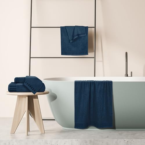 Ultra Soft 6 Pack Cotton Towel Set, Contains 2 Bath Towels 28x55 inch, 2 Hand Towels 16x24 inch & 2 Wash Cloths 12x12 inch, Ideal Everyday use, Compact & Lightweight - Mineral Blue - color: Mineral Blue, size: 6 Pack Set