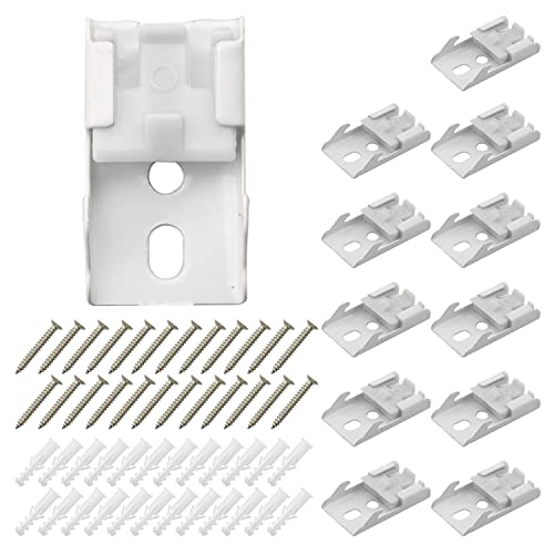 MEETOOT 12pcs Curtain Track Mounting Bracket White Ceiling Mount Brackets 10mm for Straight or Curved Curtain Track