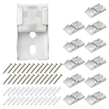 MEETOOT 12pcs Curtain Track Mounting Bracket White Ceiling Mount Brackets 10mm for Straight or Curved Curtain Track