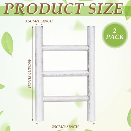 Cinnvoice 2 Pcs Wooden Tea Towel Ladder Rustic Hand Towel Stand Rack Mini Countertop Towel Stand Farmhouse Wood Counter Towel Holder for Bathroom Country Kitchen Office (White) - color: White